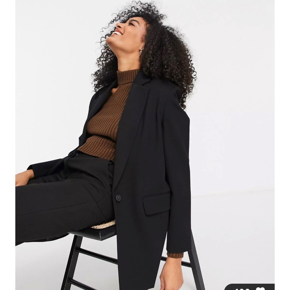 NWT-ASOS design Topshop ponte single breasted blazer in black - Picture 2 of 5